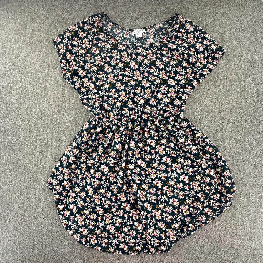 Cotton On Floral Summer Dress Cinched Waist Viscose XS Cap Short Sleeves